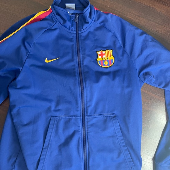 Icon Sports Men's FC Barcelona Track Jacket - Official Licensed Red & Navy Full-Zip Jacket